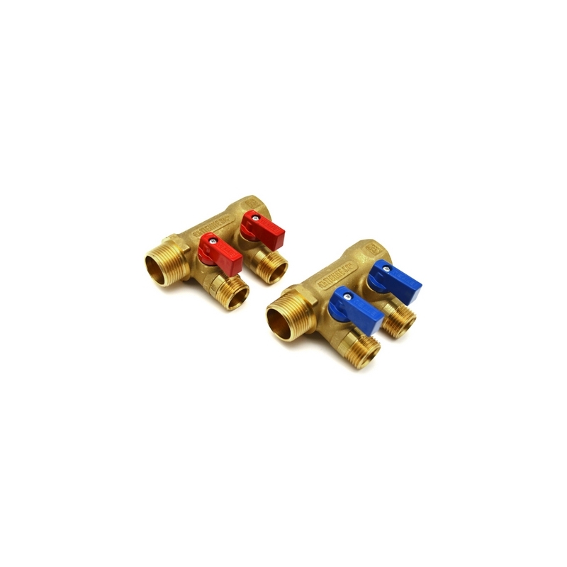 Collettore Nino Giallo C/valvola A Sfera Da 3/4 X 16 2 Vie - 3/4 X 1/2 X 16 320-1822