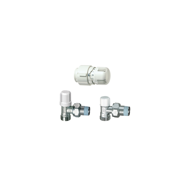 Kit Valvola + Detentore A Squadra + Testa Termostatica Attacco Rame - 3/8 321-1661-03