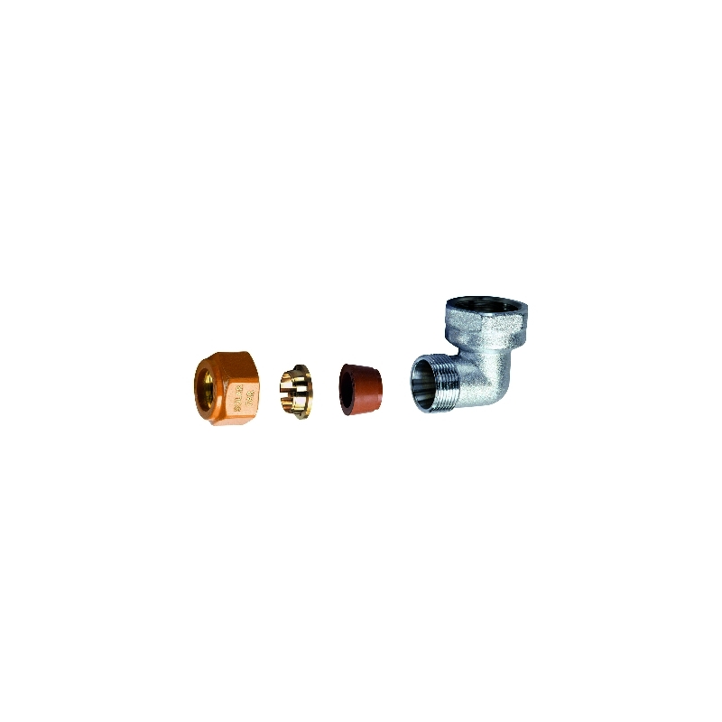 Gomito Femmina Completo Di Kit Di Tenuta Per Impianti Solari - 3/4 - Diam. 16 321-5878-0516