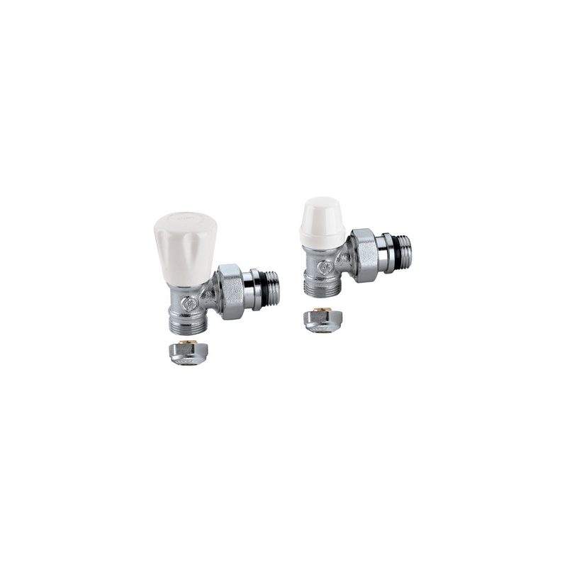 Coppia Valvole Per Radiatori Attacchi A Squadra O-ring - 3/8" 12 - Adatt. X Rame 323-340K-372