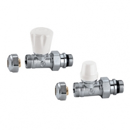Coppia Valvole Per Radiatori Attacchi Diritti O-ring - 3/8" X Diam. 12 - Adat. X Rame 323-341K-372