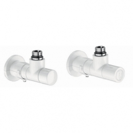 Valvola + Detentore A Squadra Termostatizzabile Bianca - 1/2" 323-400101