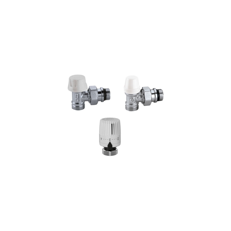 Kit Valvola + Detentore + Comando Termostatico - 3/8" A Squadra 323-K1222-302