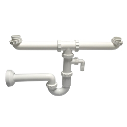 Sifone Per Lavelli A 2 Vie Con Attacco Lavatrice - 1" 1/2 Diam.40 371-3123