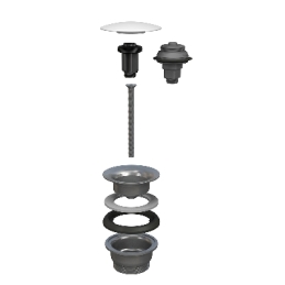Piletta A Scatto Per Lavabo E Bidet Manitapi - Tappo In Ceramica Nera Lucida 371-B0931-NE