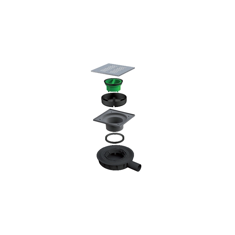 Piletta "mini Drain" Scarico Pavimento Ultra Ribassato Standard - Scarico D. 40 Mm - H. 45 Mm 371-B6300IX-40