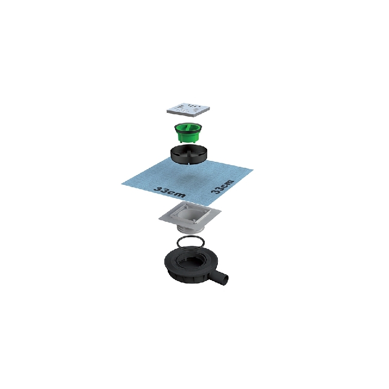 Piletta "mini-drain" Scarico Pavimento Ultra Ribassato - Scarico D. 40 Mm - H 45 Mm 371-B6338IM-40