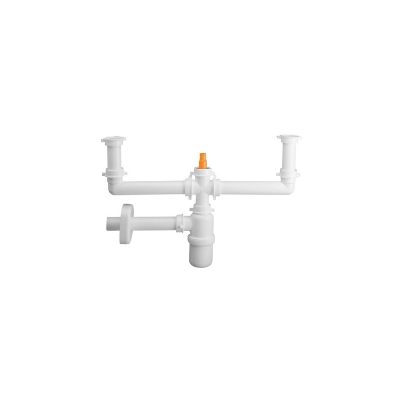 Sifone A Bottiglia Per Lavello 2v Con Attacco Lavastoviglie Vert - 2 Vasche 371-L12335-213