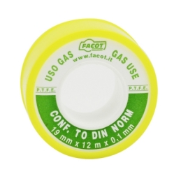 Nastro P.t.f.e Teflon Din Uso Gas - H 12 Mm X 12 M 201-T006-1212
