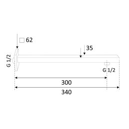 Braccio Doccia Alto Design Quadro Piatto - Cm 30 110-1044
