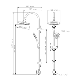 Saliscendi Combinato Acciaio/abs Cromo Mod. Voyager 1 Getto - Cromo 110-1509