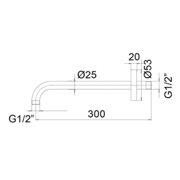 Braccio Doccia A Parete Mod. Spartaco - Cm 30 X D. 2,5 110-I830L