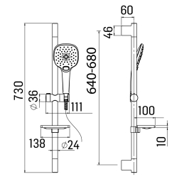 Saliscendi Con Doccia A 3 Getti Mod. Spartaco - Cromo 110-IFP0
