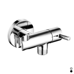 Presa Acqua Tonda Con Supporto Doccia E Arresto - Nero Opaco 222-85440-NO