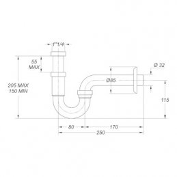 Sifone A P In Acciaio Tubular Inox "Bonomini" 371-B0220ZX