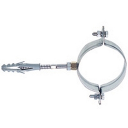 Collare Tondo Acciaio Zinc. C/perno E Tassello P/fissaggio Tubi Pluv. - 80 Mm. 214-860ZT-80