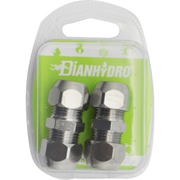 2 Pz Raccordi Diritti Doppi Con Dadi Conici Cromati Blister - Pz.2 X (1/2x1/2) Diam.10 211-561Y-4410
