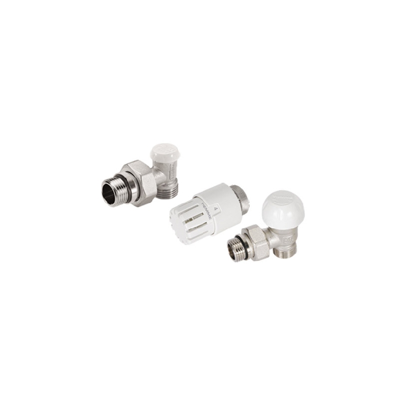 Kit Valvola Termostatizzabile A Squadra Testa Termostatica E Detentore - 3/8" 24x19 Fil (d.16) 433-E3303K-032419