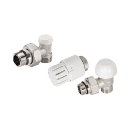 Kit Valvola Termostatizzabile A Squadra Testa Termostatica E Detentore - 1/2" 24x19 Fil (d.16) 433-E3303K-042419
