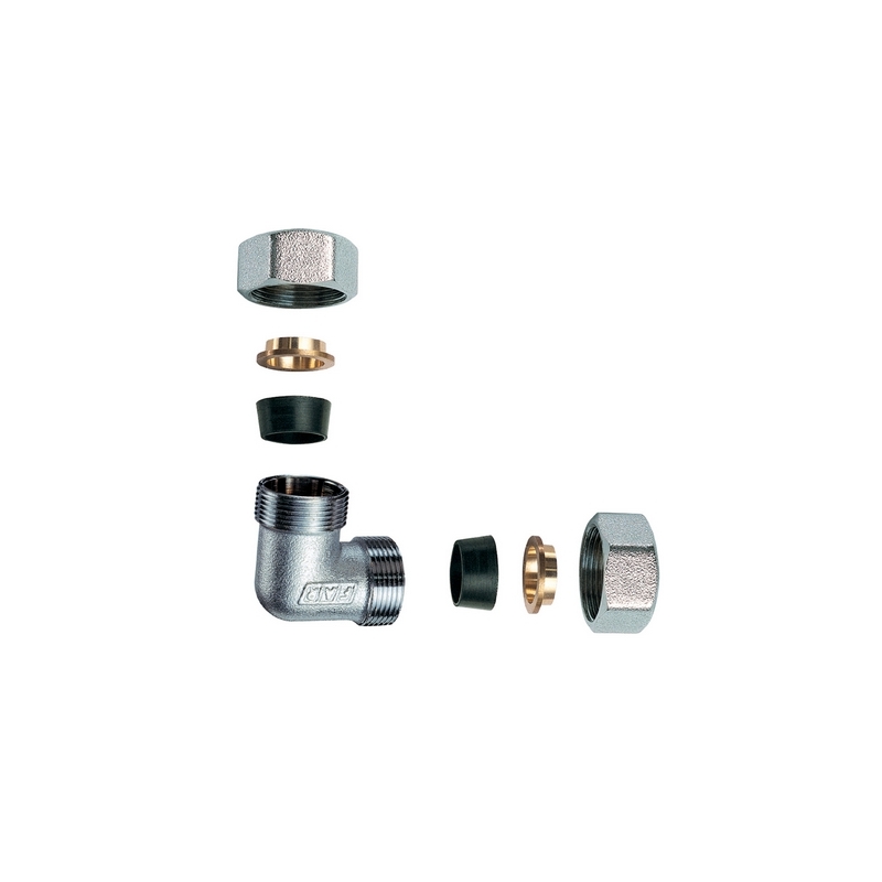 Gomito Doppio Cromato C/monocono In Gomma Per Rame - 3/4" X 22 321-55360-0522
