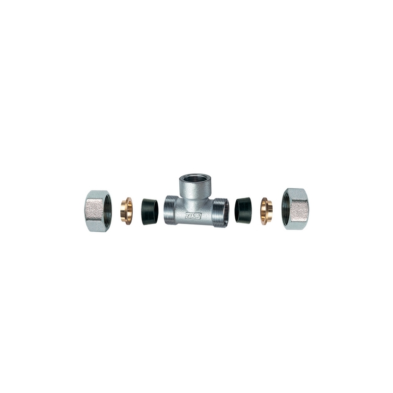 Raccordo Cromato A "t" Con 2 Monoconi In Gomma Per Rame - 3/4" X 22 321-55460-0522
