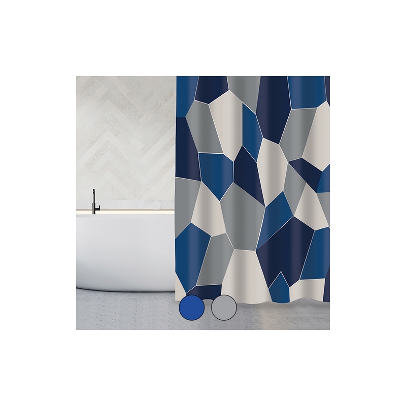 Tenda Per Doccia In Tessuto Origami - Cm 180x200 Blue Grigio 102-ST39-180BL