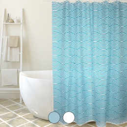 Tenda Per Doccia In Tessuto Poliestere Wave - Cm 180x200 Bianco 102-ST78-180BI