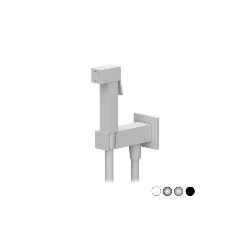 Set Miscelatore Con Doccetta Shut-off Quadro - Bianco Opaco 110-1601-BO