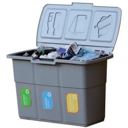 Pattumiera Per Raccolta Differenziata 3 Scomparti Separati - Cm 75x37x H. 50 244-F160500