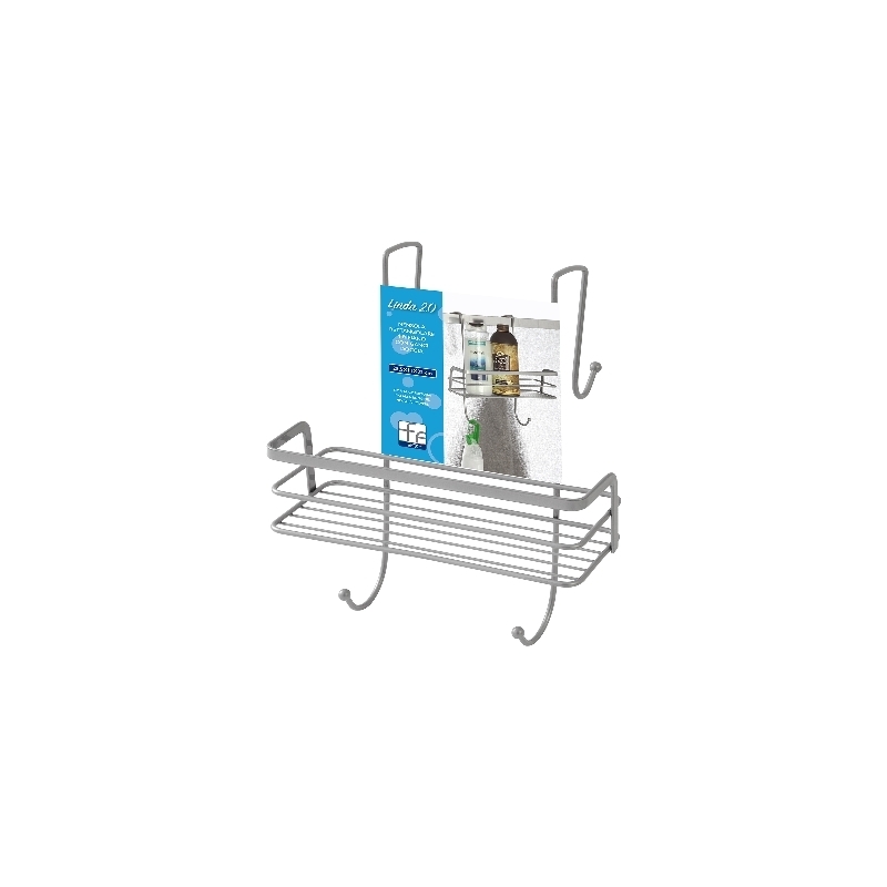 Mensola Rettangolare 1 Ripiano Con Gancio Doccia - Cromo-satinato 121-R286