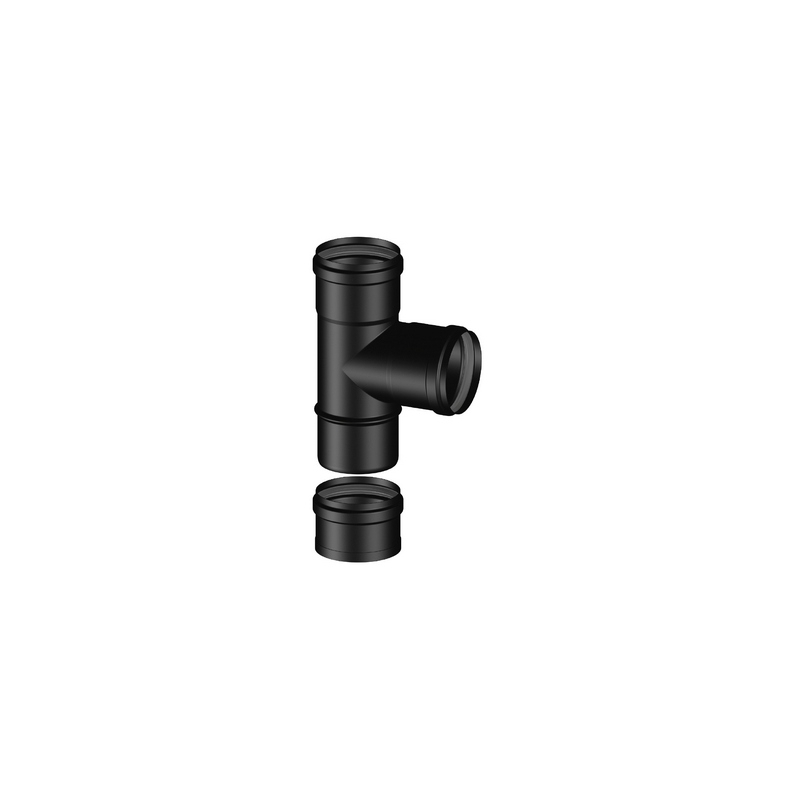 Raccordo A Tee 90° Ffm + Tappo Cieco Pellet Smaltato - Diam. 100 409-BS307-100