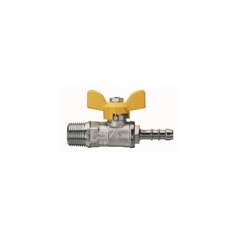 Valvola A Sfera Per Gas Fil. M Con Portagomma E Farfalla In Alluminio - 3/8" X 13 Dn 10 424-R9081-0313