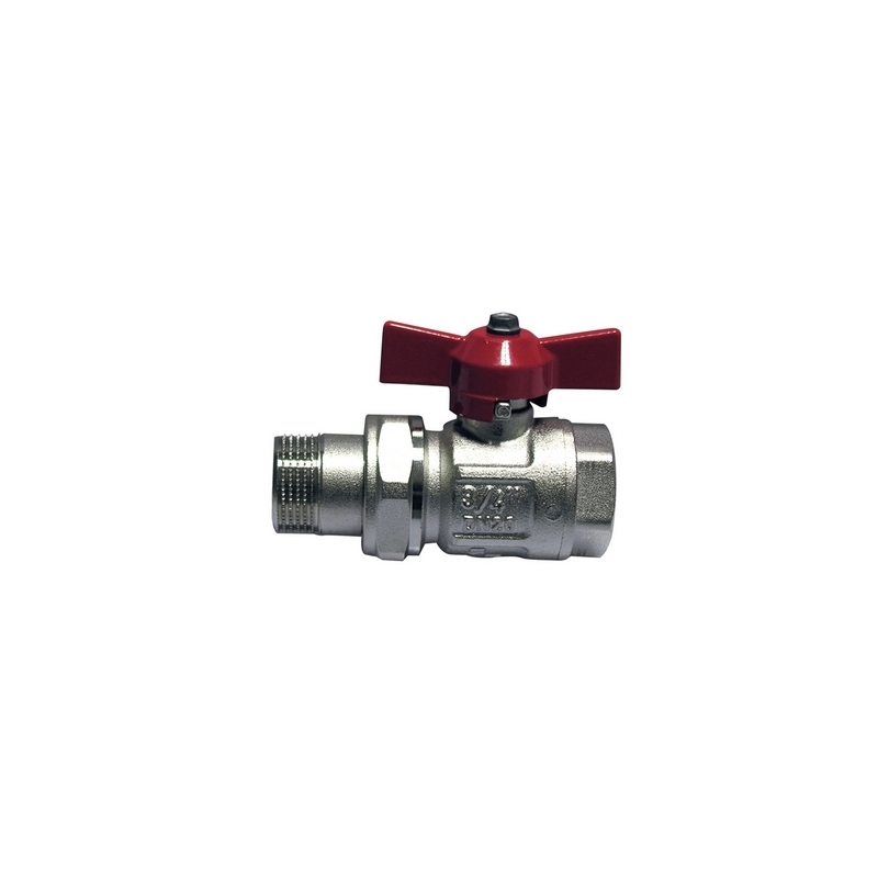 Valvola A Sfera Mf Con Bocchettone E Farfalla Leva Rossa - 1/2" (dn 15) 50 Bar / 725 Psi 354-105R-04