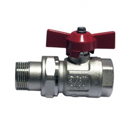 Valvola A Sfera Mf Con Bocchettone E Farfalla Leva Rossa - 3/4" (dn 20) 40 Bar / 580 Psi 354-105R-05