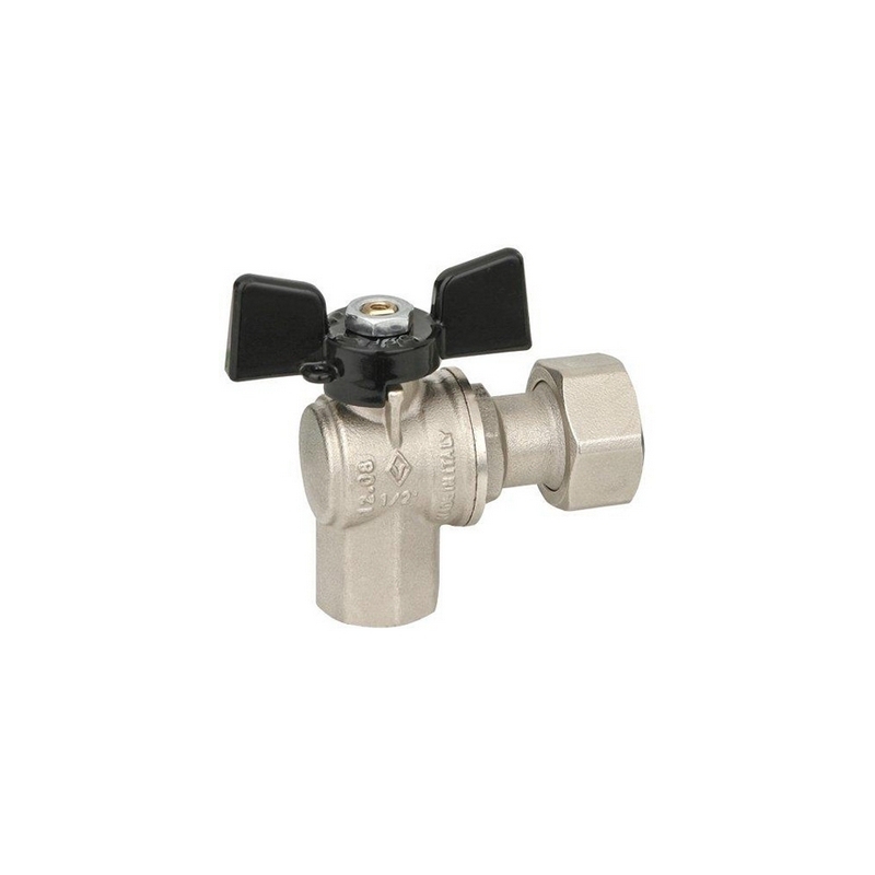 Valvola A Sfera Ad Angolo A Passaggio Totale Ff Dado Mobile - 1/2"x3/4" Dn 15 Pn 40 354-1085-0405