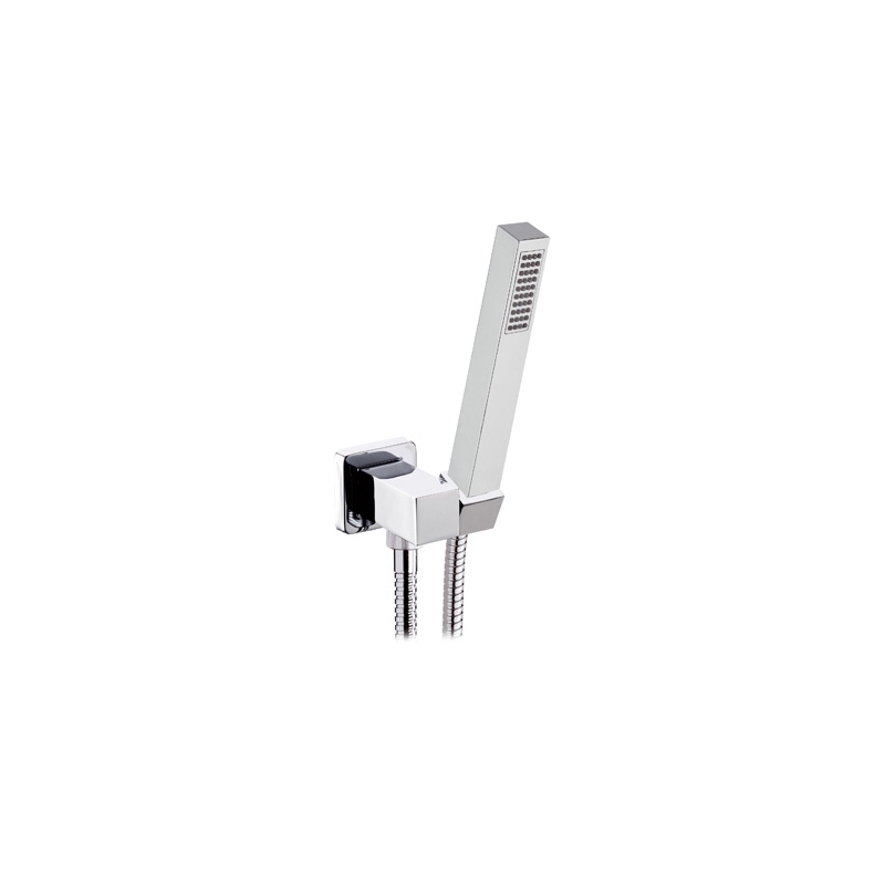 Presa Acqua Quadrata Supporto In Ottone + Doccetta Polar + Flessibile - Cromo 110-1616