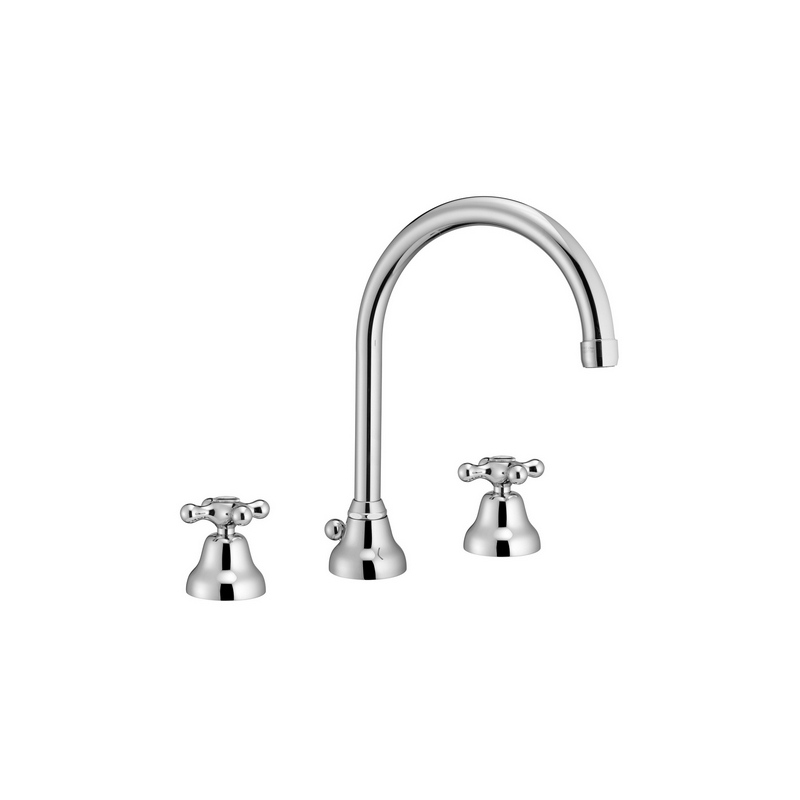 Batteria Lavabo Bocca Girevole Con Scarico Canna A Fontana Marea - Cromo 232-R513-C